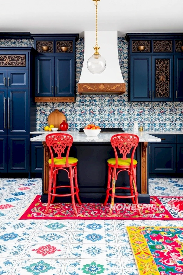 Eclectic Modern Kitchen with Navy and Wood