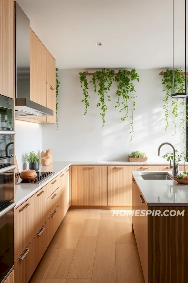 Eco-Friendly Minimalist Kitchen with Bamboo Cabinets