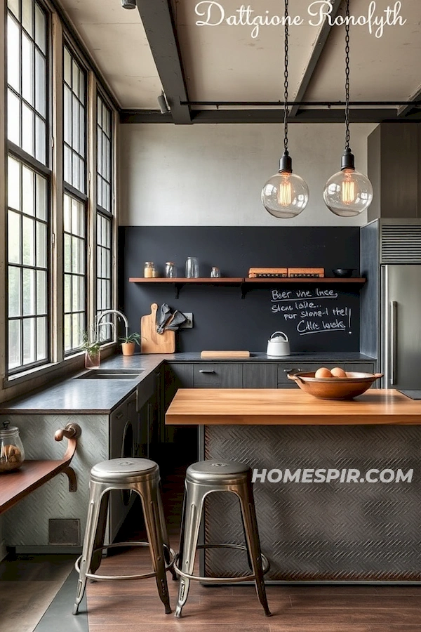 Edison Bulbs and Industrial Appeal in Kitchen