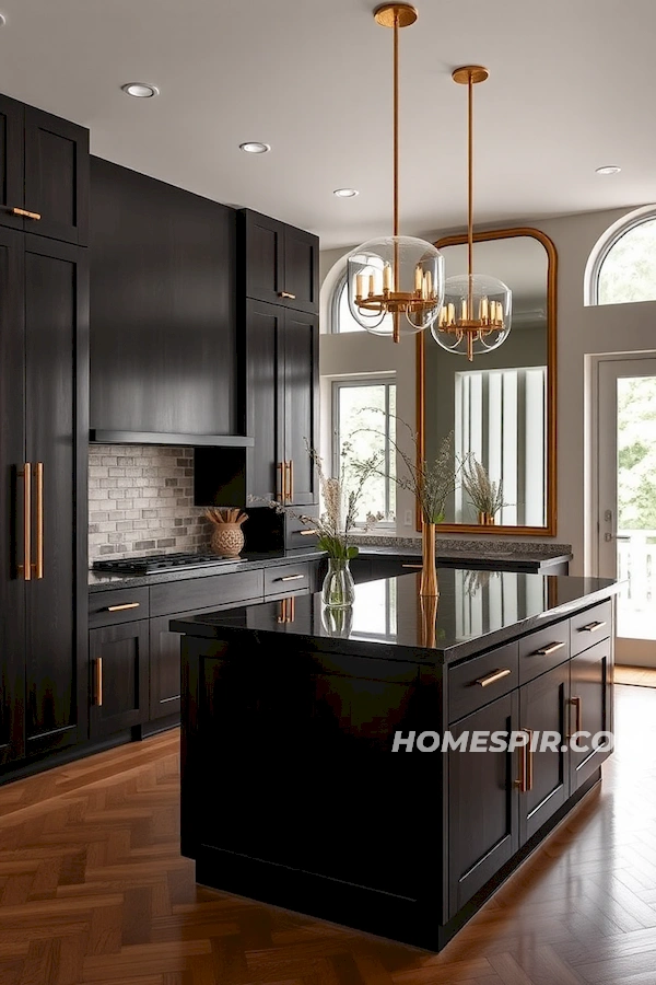 Elegance and Dark Tones in Mid-Century Kitchen