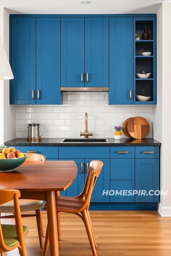 Elegant Copper Touches in Blue Kitchen