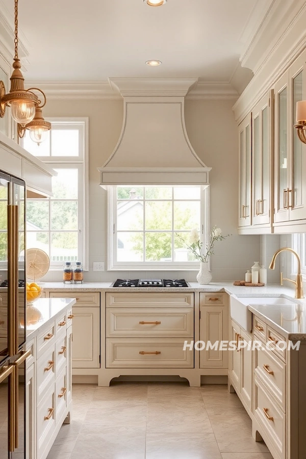 Elegant French Kitchen with Gold Highlights