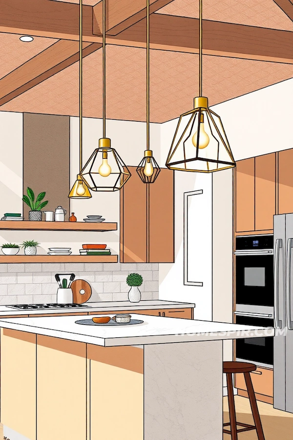 Elegant Geometry in Kitchen Lighting Design