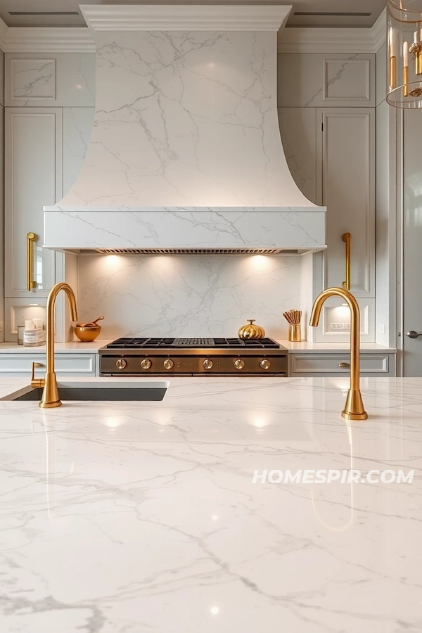 Elegant Gold Faucets with Marble Countertops