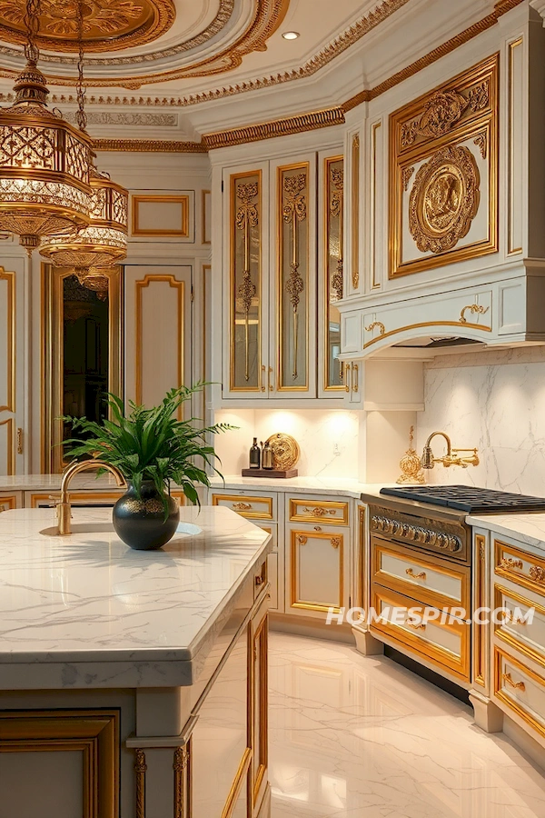 Elegant Marble Countertops with Gold Accents