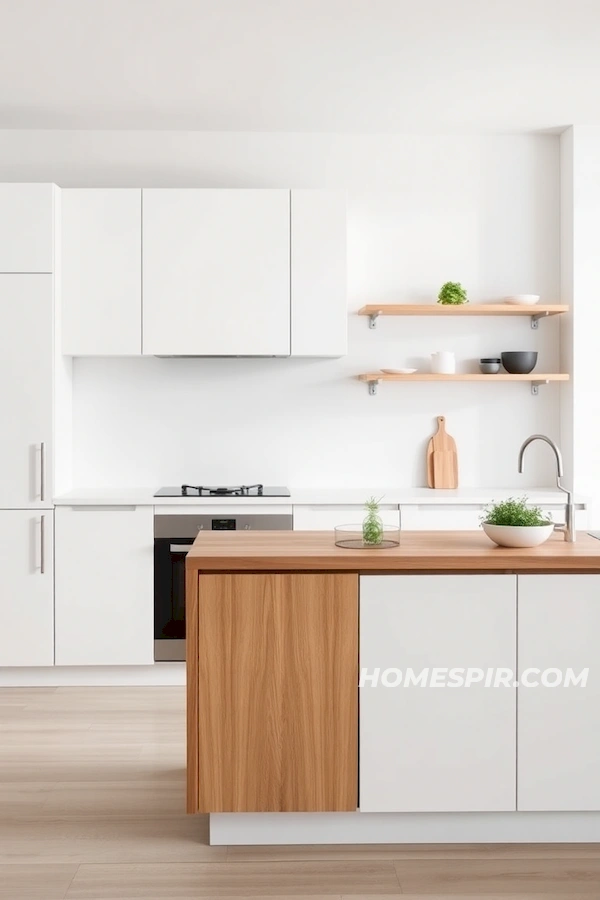 Elegant Minimalist Kitchen with Matte White Cabinetry