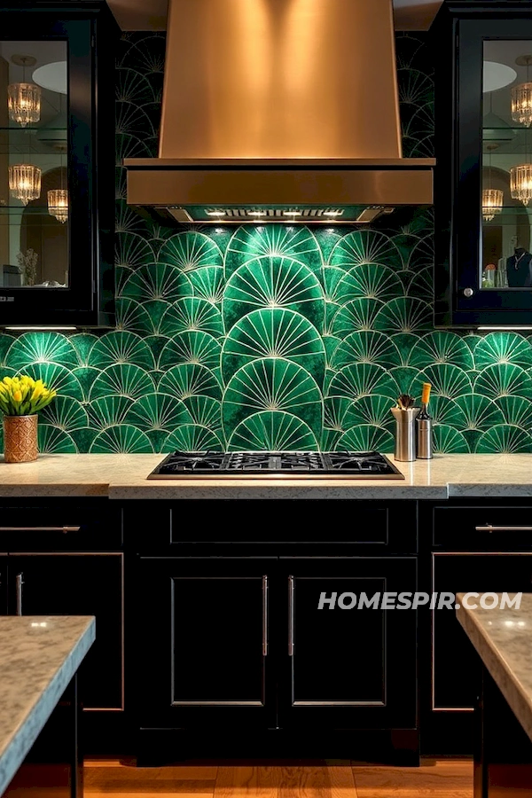 Emerald and Onyx Fan Tiles