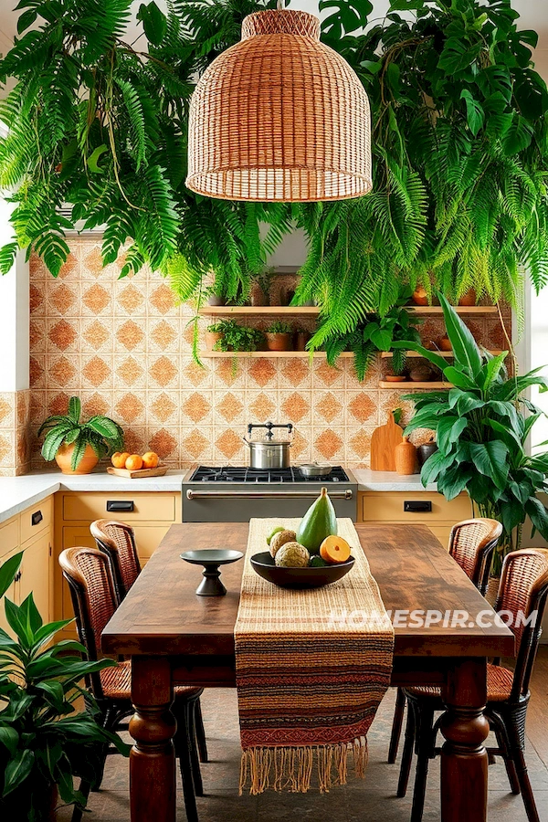 Exotic Plant Decor in Cozy Kitchen