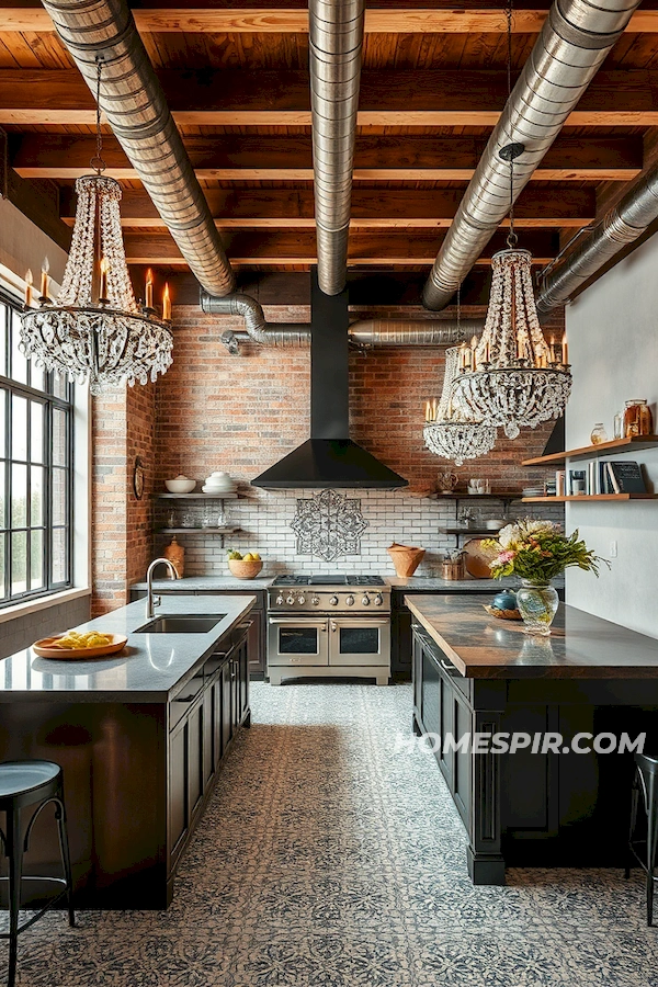 Exposed Beams in Elegant Kitchen