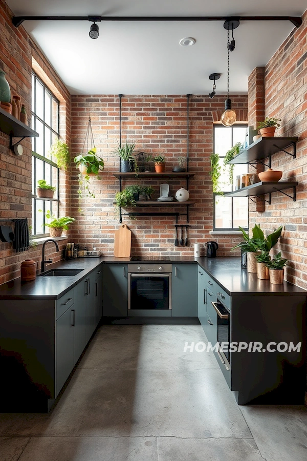 Exposed Brick and Steel Urban Kitchen Style