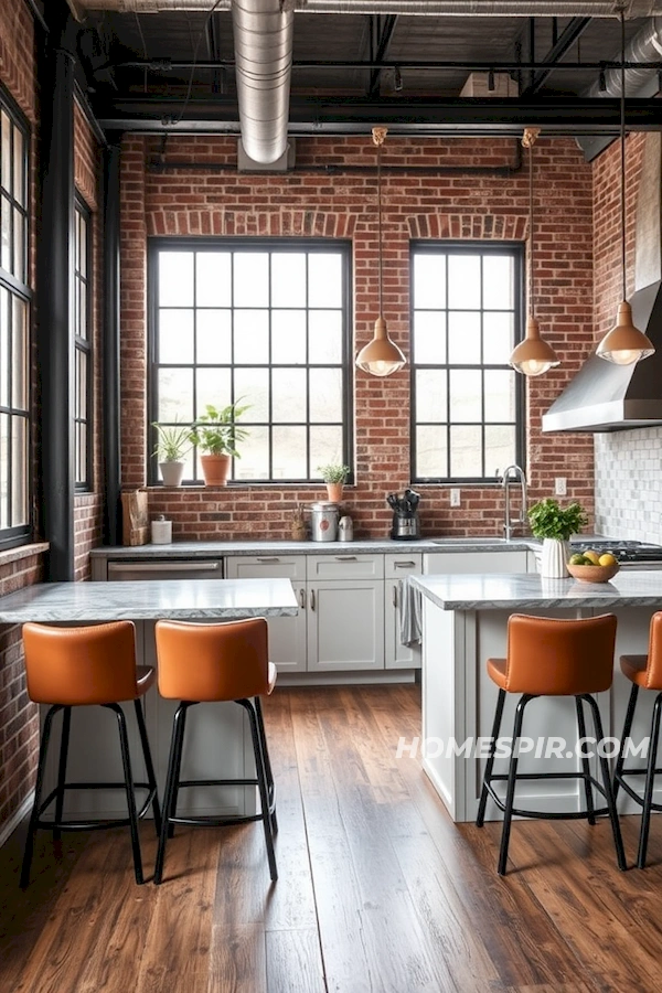 Exposed Brick and Steel Windows in Harmony