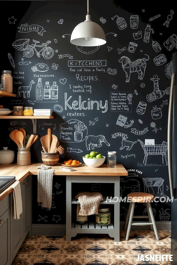 Family Recipes and Art on Shabby Chic Chalkboard