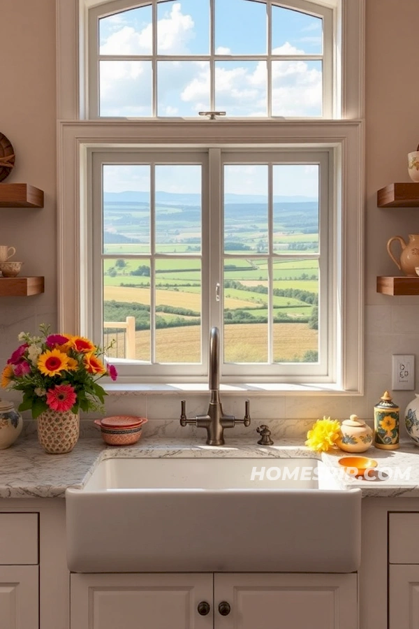 Farmhouse Apron Sink with Scenic Fields