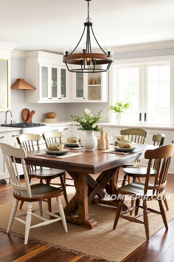 Farmhouse Dining Area with Reclaimed Wood Table