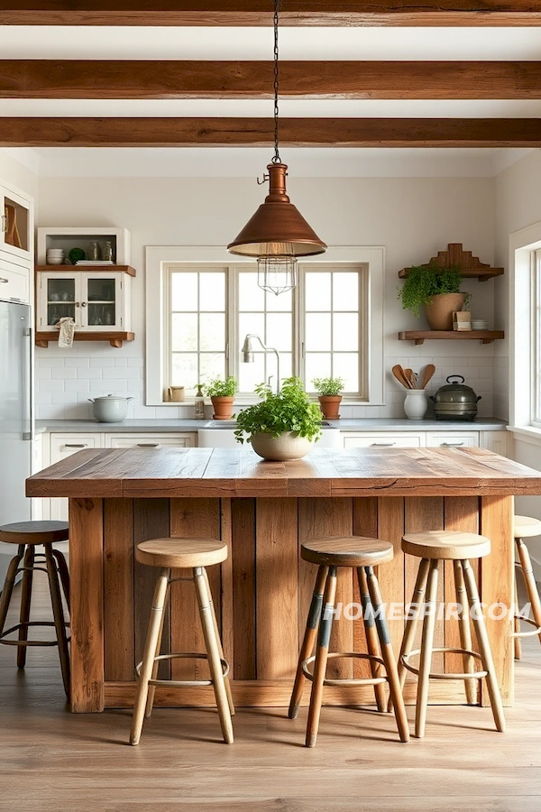 Farmhouse Kitchen with Reclaimed Wood Island