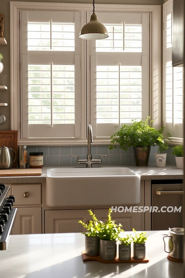 Farmhouse Sink with Vintage Herb Decor