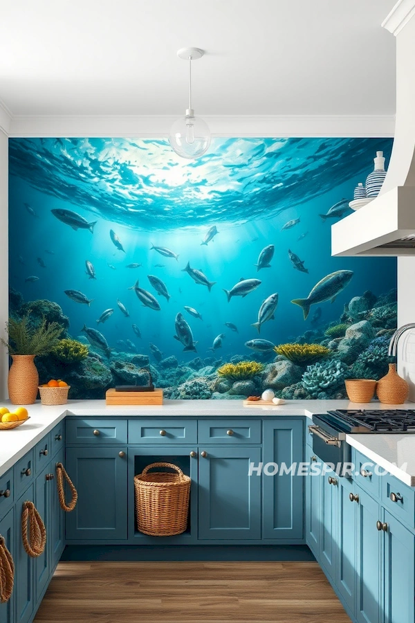 Feature Wall Aquatic Art in Kitchen