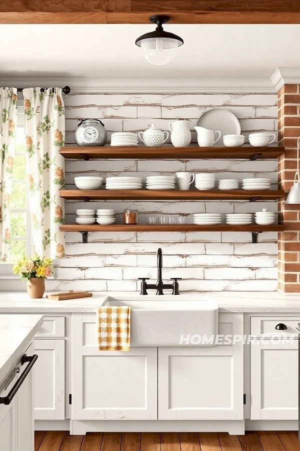 Floral Accents Meet Rustic Kitchen Textures