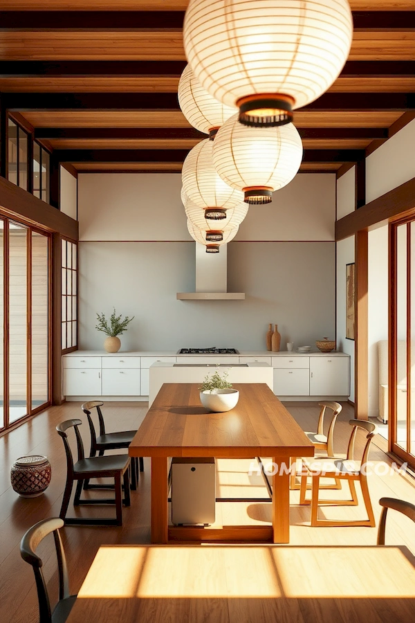 Flowing Space in Minimalist Japanese Kitchen