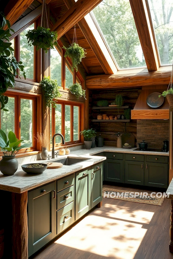 Forest Tones in Log Home Kitchen Design