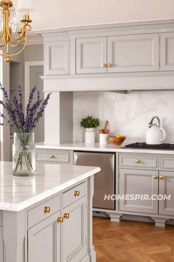 French Kitchen with Lavender and Marble