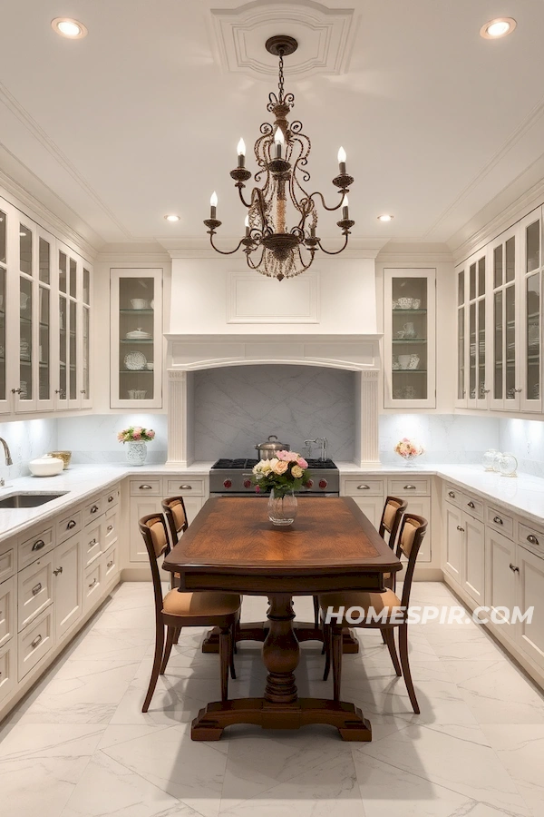 French Kitchen with Soft Recessed Lighting