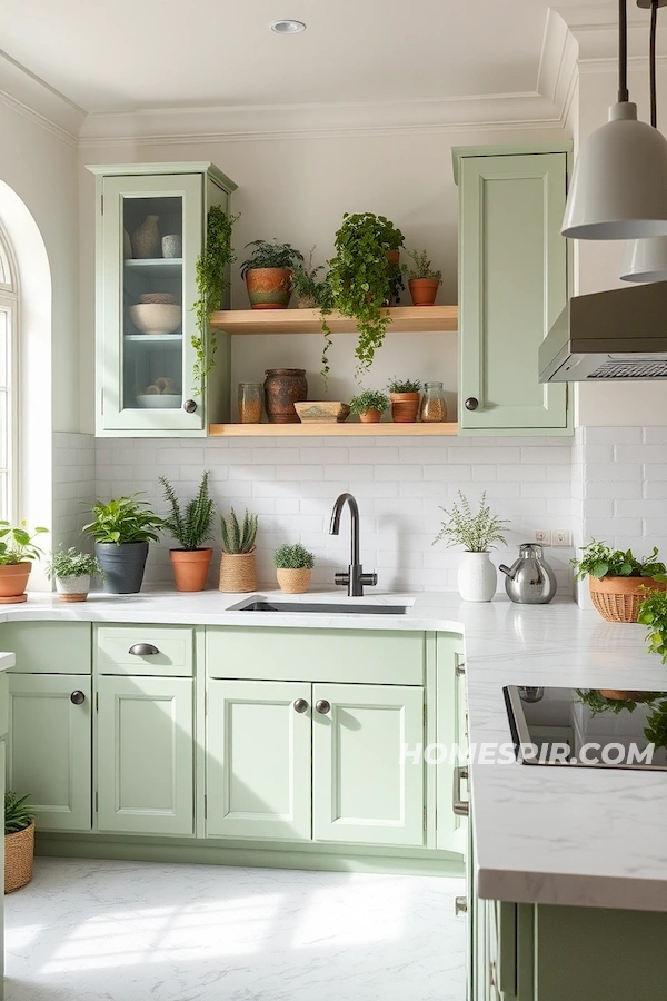 Fresh Atmosphere with Plants in Minimalist Kitchen