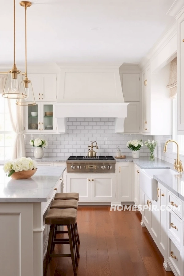 Fresh Flowers in a White Farmhouse Kitchen