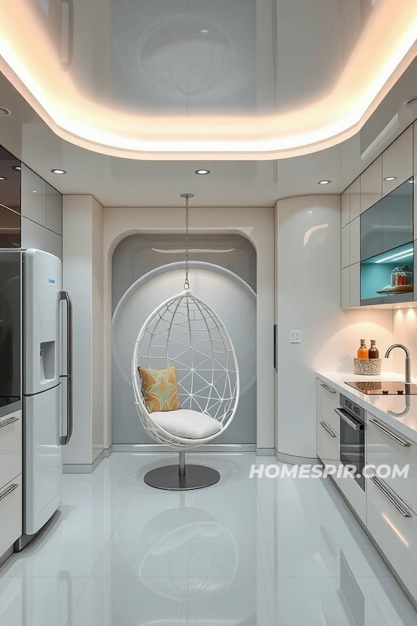 Futuristic Mid-Century Kitchen with LED Lighting