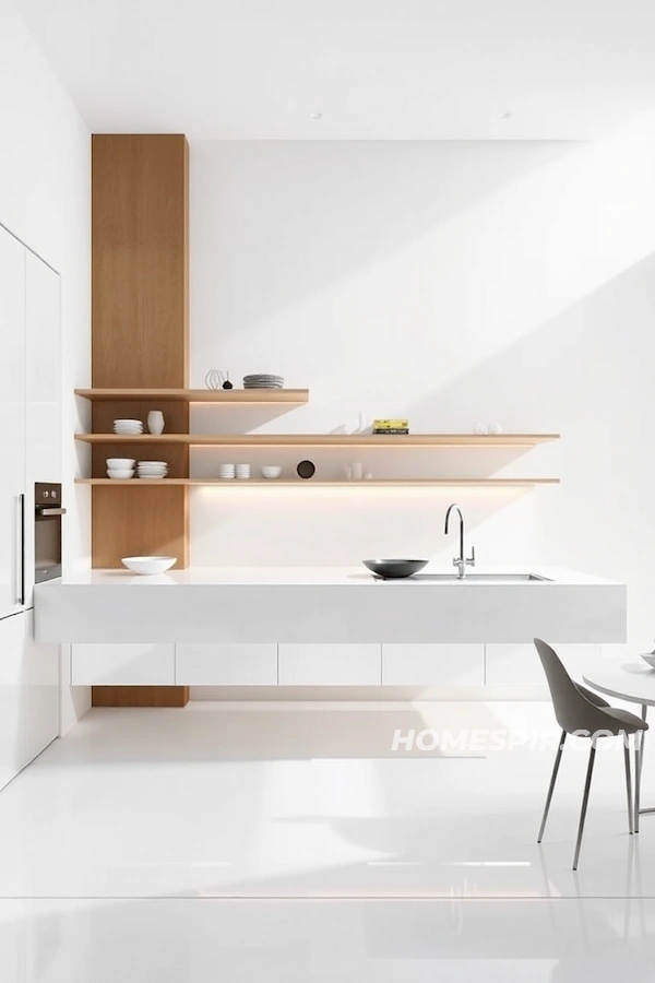 Futuristic Minimalist Kitchen with Floating Design