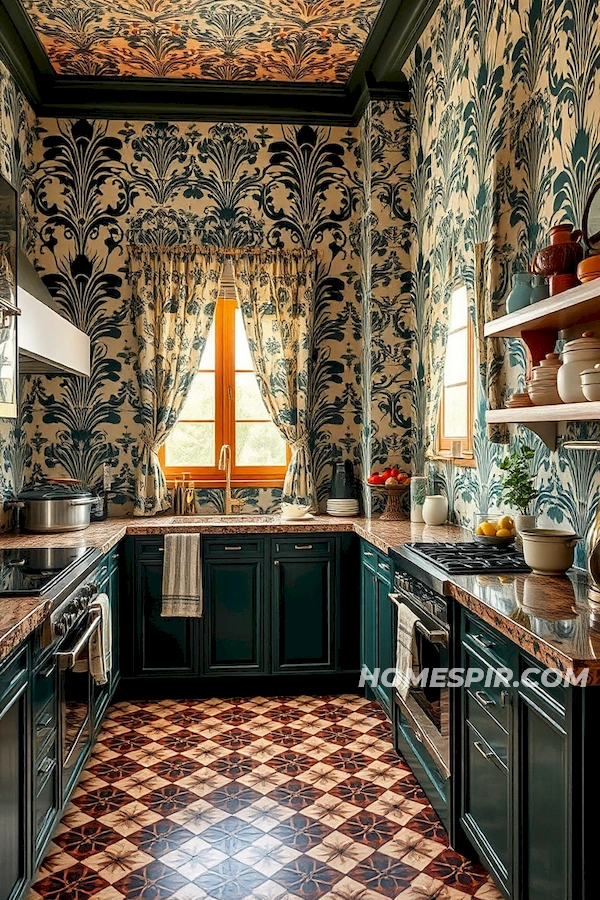 Geometric Print Harmony in Kitchen