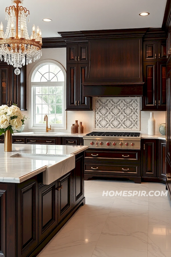 Glamorous Dark Wood and Marble Kitchen Transformation