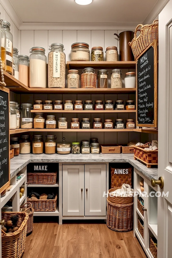 Glass Jar Display in Farmhouse Pantry