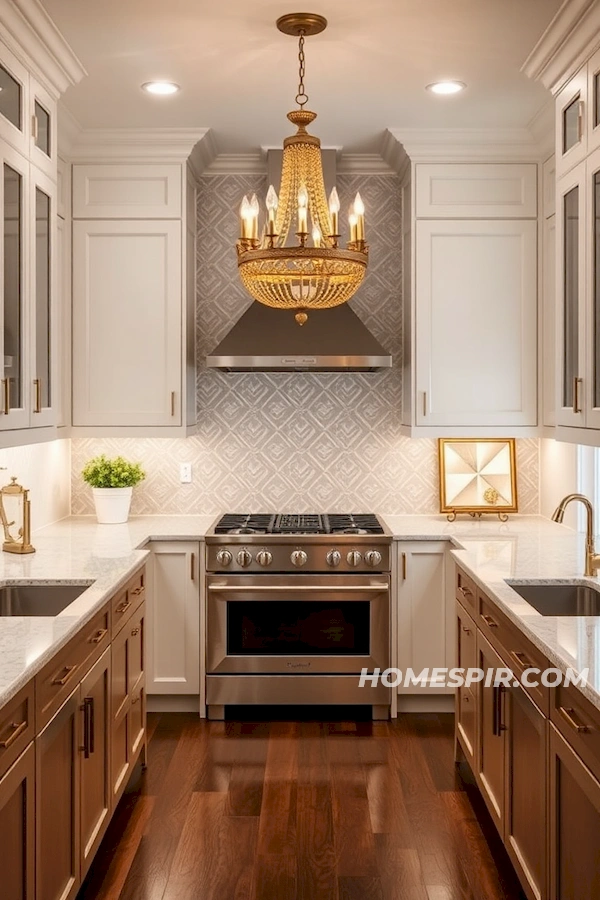 Golden Accents in Symmetrical Kitchen