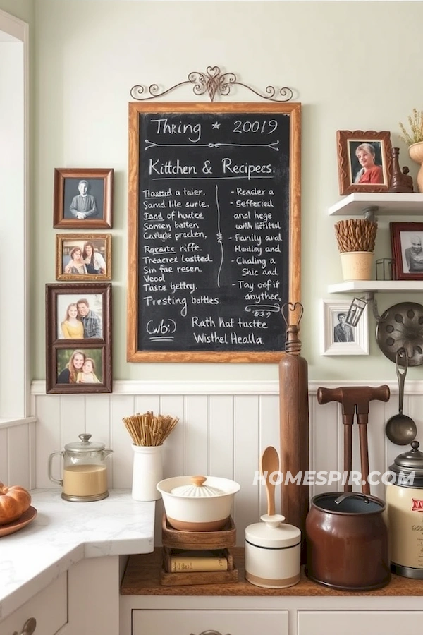 Hand-Drawn Notes in Shabby Chic Kitchen Wall