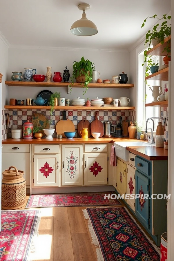 Hand-Painted Cabinets in Artistic Eclectic Kitchen