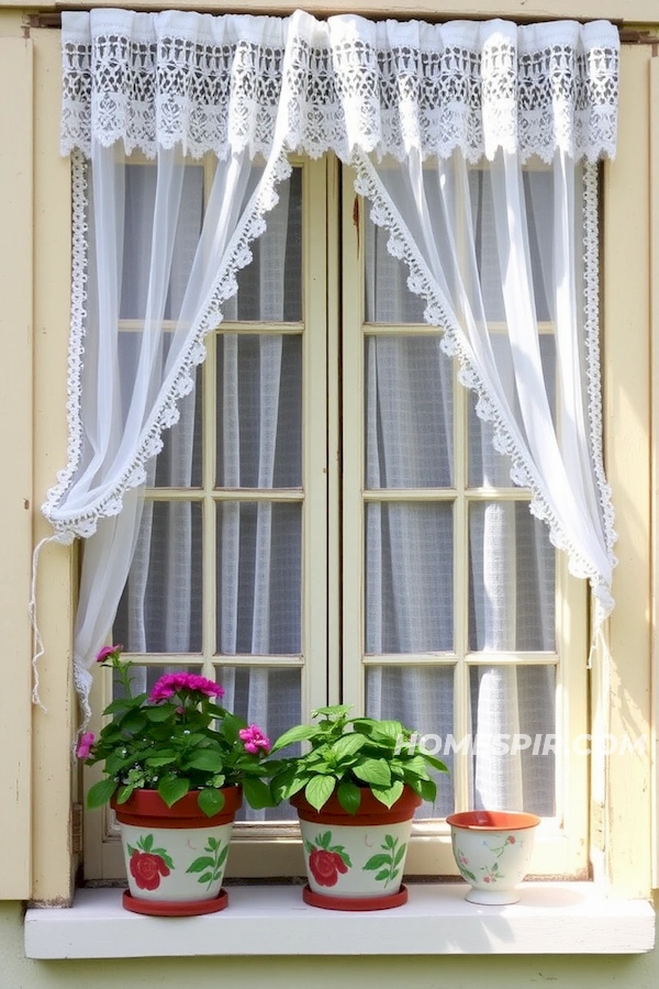 Hand-Painted Flower Pots on Window Sill