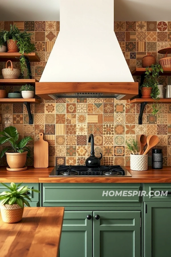 Handmade Tile Patterns for Warm Boho Kitchen