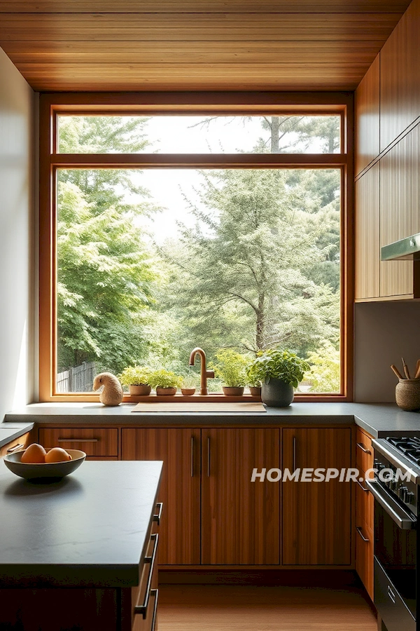 Herb Garden and Nature in Functional Japanese Kitchen