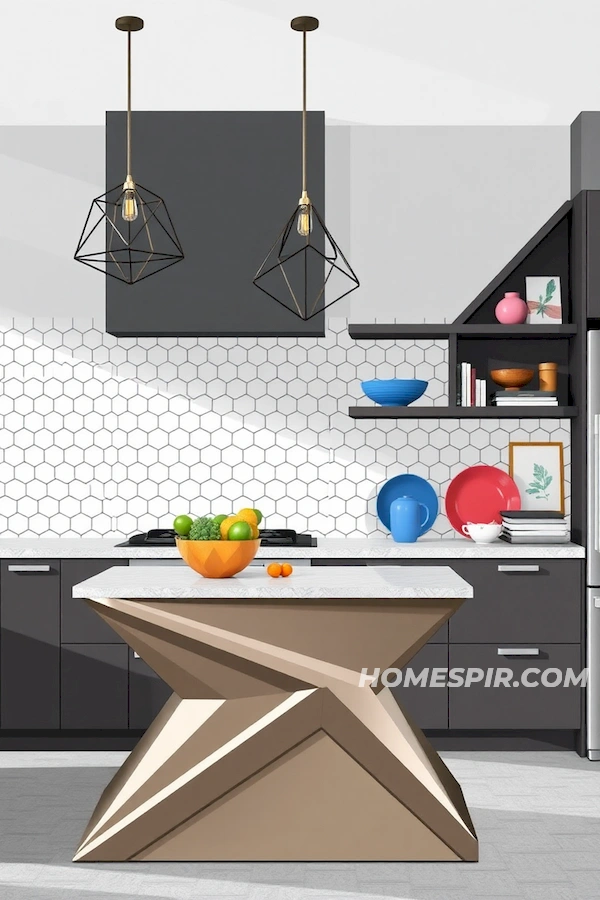 Hexagonal Tiles Creating Unique Backsplash