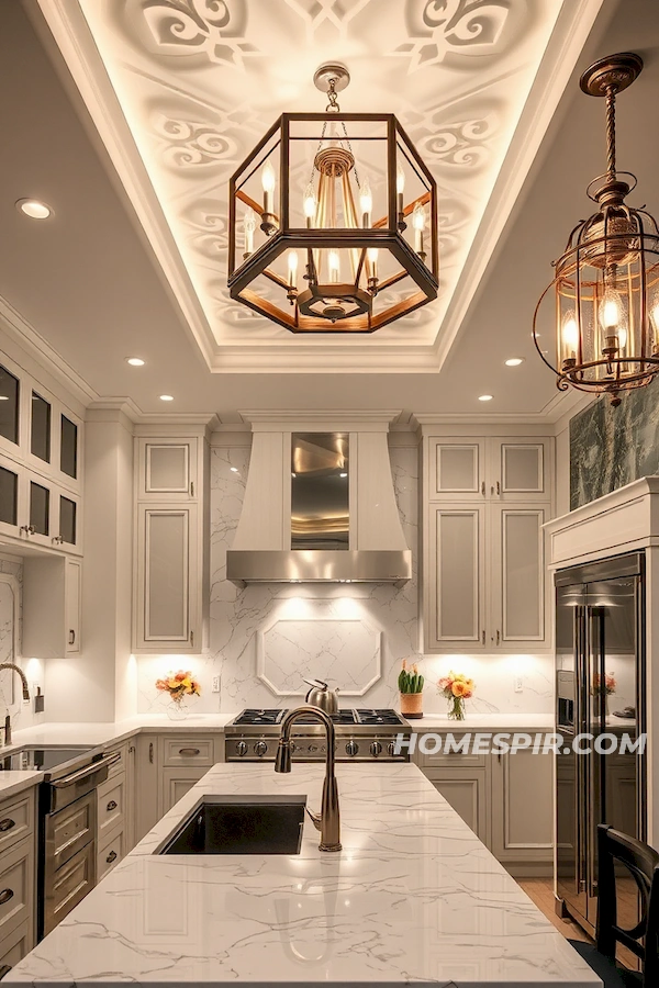 High-Gloss Ceiling with Designer Lights