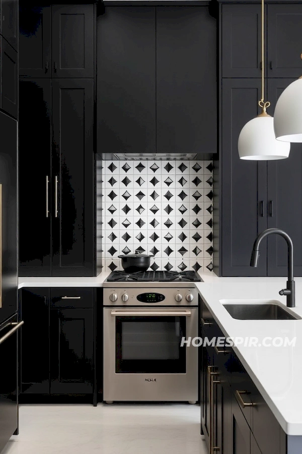 High Impact Minimalist Kitchen Design Monochrome