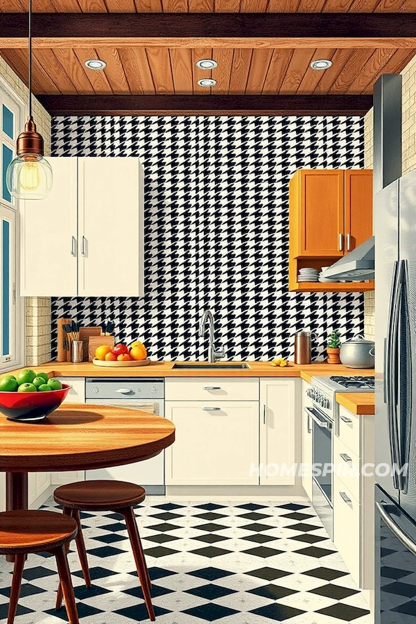 Houndstooth Across Vintage Inspired Kitchen