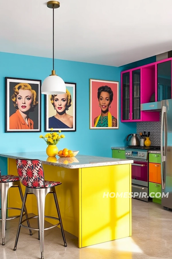 Iconic Artwork in Colorful Kitchen Design