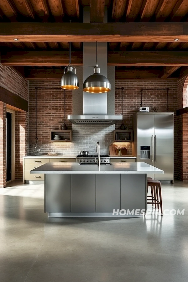 Industrial Brick and Wood Kitchen Elegance