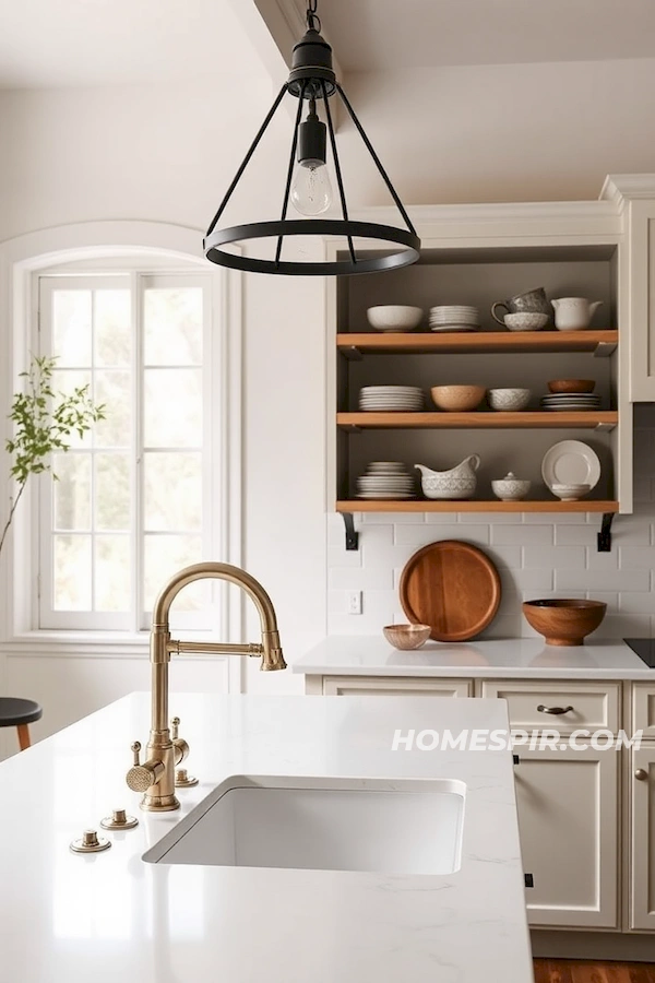 Industrial Lighting and Antique Dishware Blend