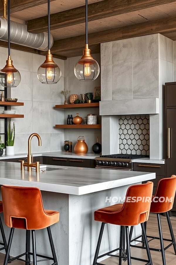 Industrial Style with Plush Comfort in Kitchens