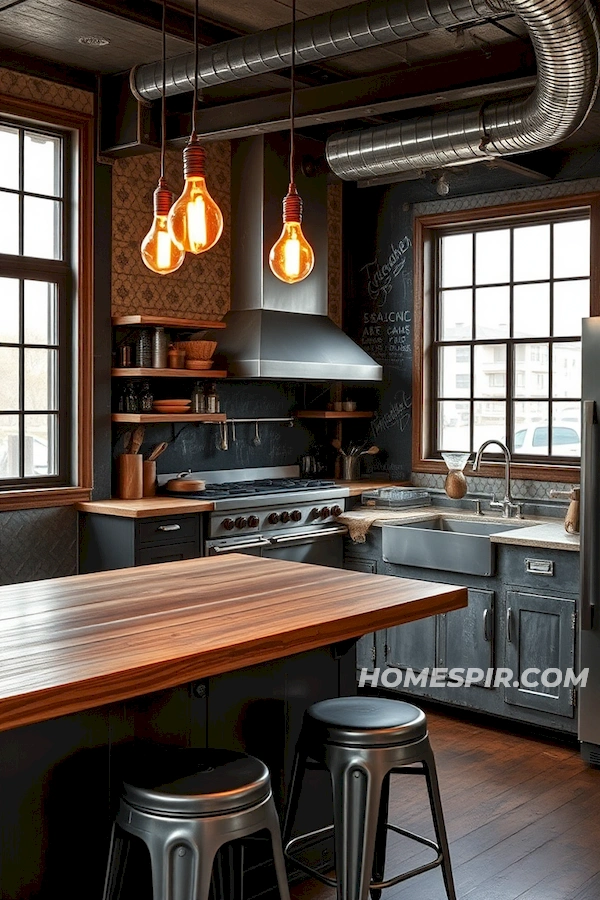 Industrial Vintage Kitchen with Steel Windows