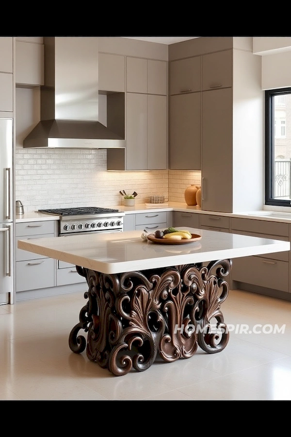 Intricate Sculptural Island in Modern Kitchen