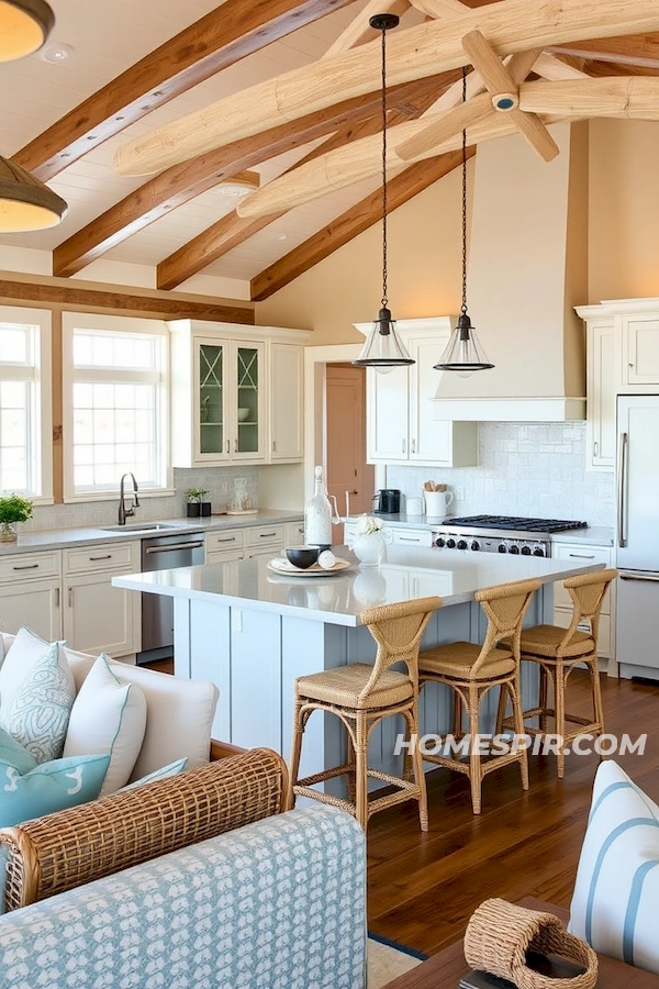 Inviting Beach House Kitchen and Living Area